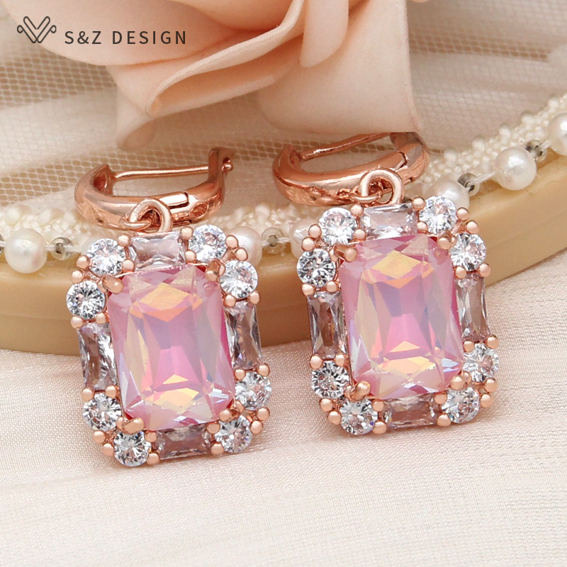 Event Z - S & Z-Cristal Retângulo Brincos Oscila