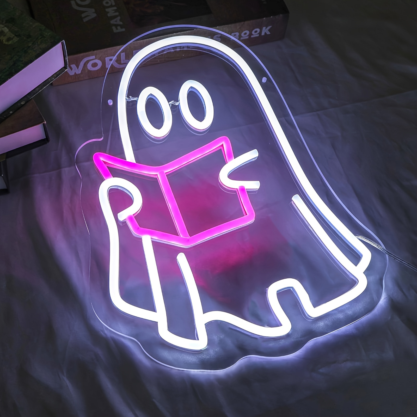 Neon Sign Party - Letreiro Neon de Fantasma para Halloween,