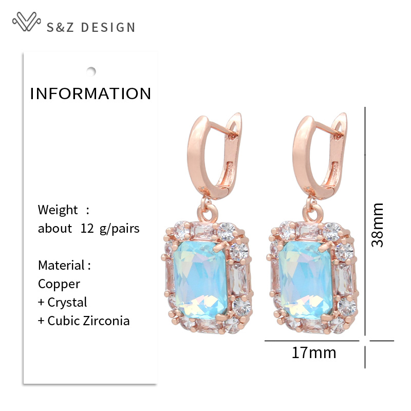 S & Z-Cristal Retângulo Brinco - Event Z avaliação e preço